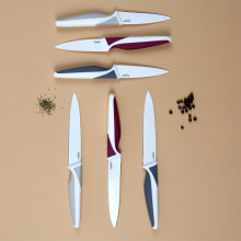 Coltello in acciaio inox bianco – Manico bimateriale – Lama 8,5 cm