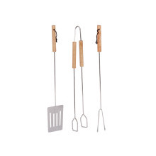 Set de 3 Ustensiles Barbecue Acier et Bois