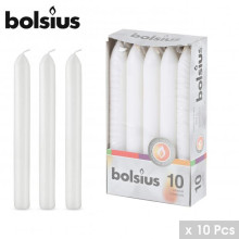 Bougies Torpedo Blanches Bolsius – Lot de 10