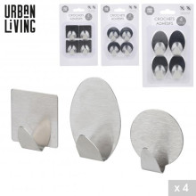 Zelfklevende Inox Haken 4 Stuks – Rond, Ovaal of Vierkant Assorti