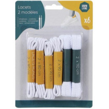 Lacets Blancs x6 – Longueurs Assorties 80 à 100 cm