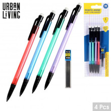Lot de 4 Porte-mines 0.5 mm avec 12 Recharges