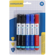 Lot de 5 Marqueurs Permanents – Noir, Bleu, Rouge – Pointe Moyenne