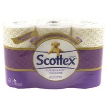 Scottex Coussine Papier Toilette 6 Rouleaux 3 Plis Doux et Résistant